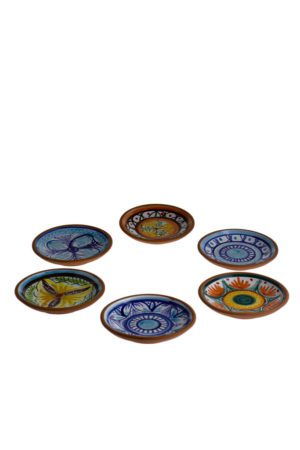 Sunny-Tables-Spanje-Aardewerk-servies-handbeschilderd-unieke-bordjes-rond-12cm-6-stuks