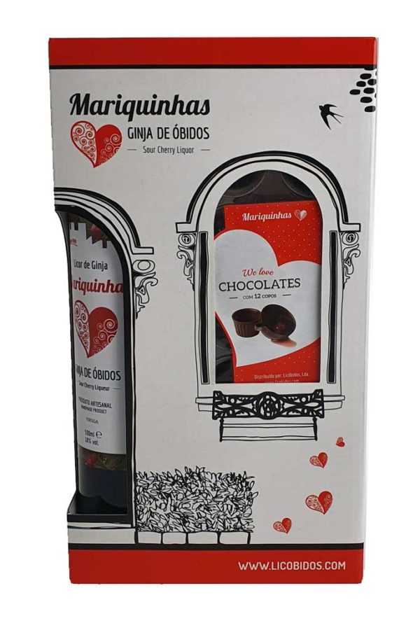 Ginja de Obidos in geschenkverpakking met chocoladecupjes