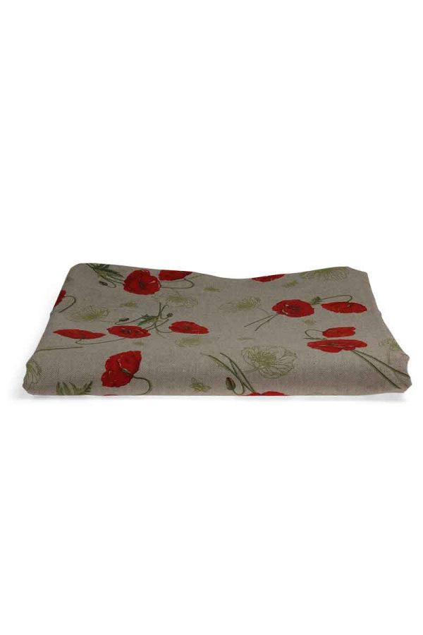 Beige Italiaans tafelkleed met motief van klaprozen