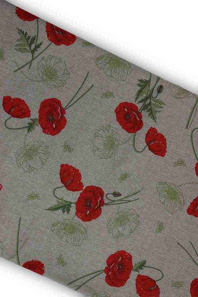 Beige Italiaans tafelkleed met motief van klaprozen